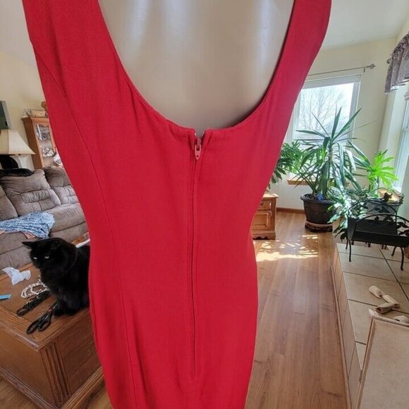 Lois Snyder Dani Max Sleeveless Dress Red Rayon Vintage Size 10 90s Y2k Retro - Picture 5 of 11